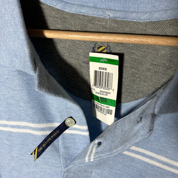 Club Room Men's Estate Polo, Blue + White Stripes, Long Sleeves, Men's Large - Picture 3 of 4